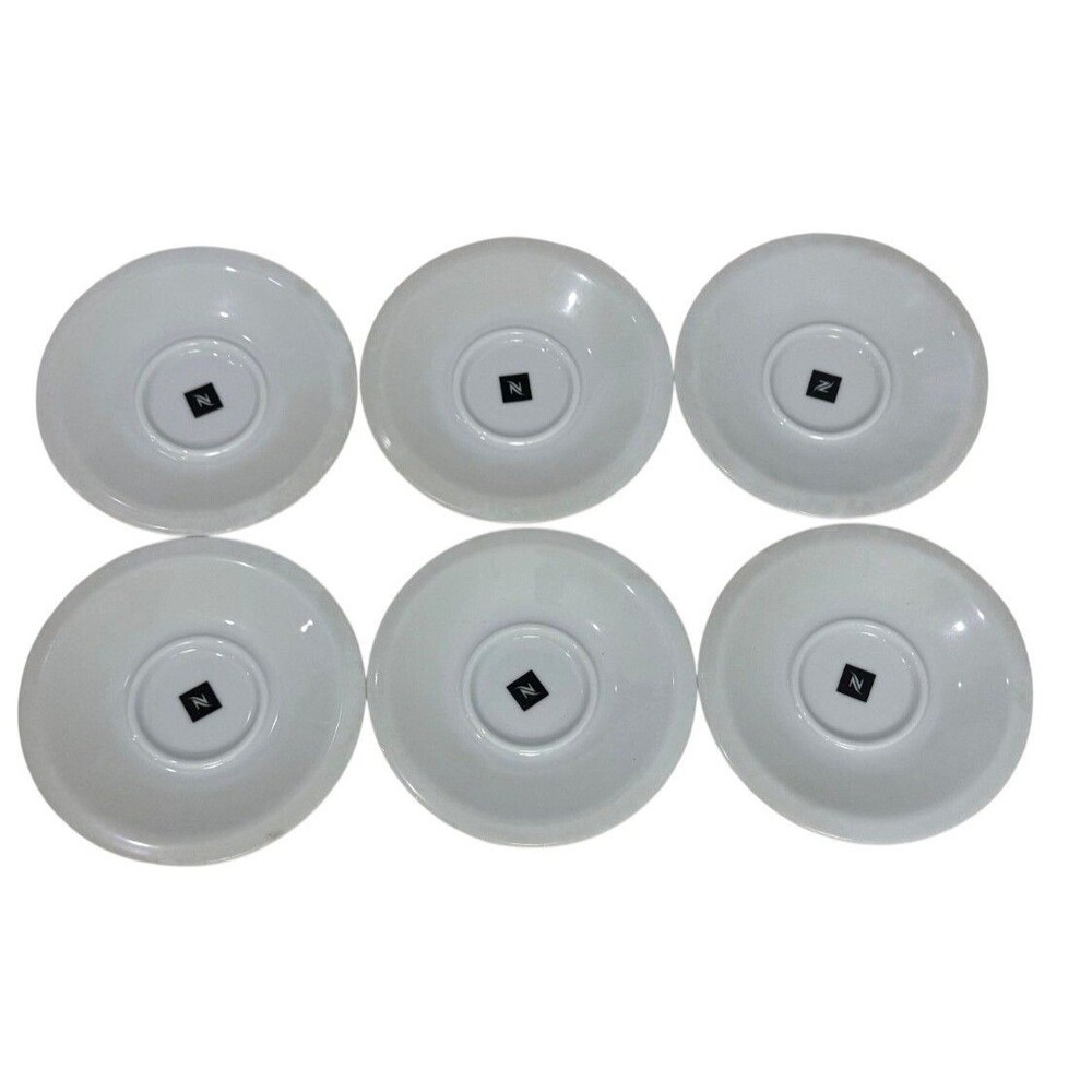 Set Of 6 Nespresso Professional White Porcelain Saucers Made In Portugal 5 Inche
